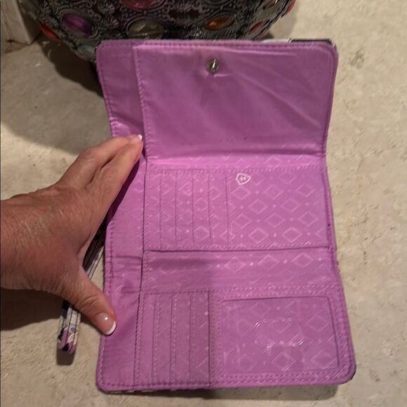 Vera Bradley Pink and Purple Clutch with Mandala Design - Picture 5 of 9